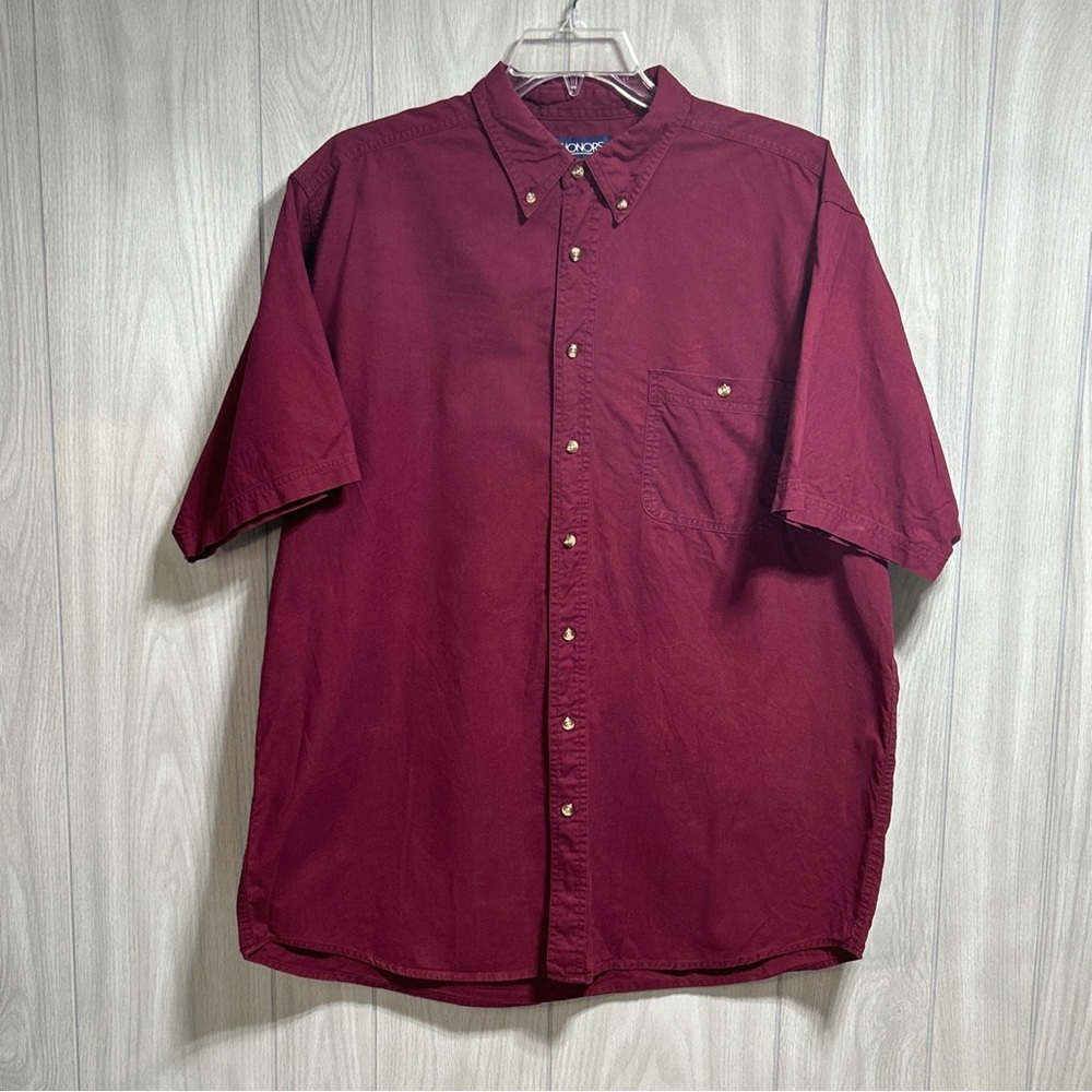 Honors Men’s Burgundy Button Down Short Sleeve Shirt Size XLT